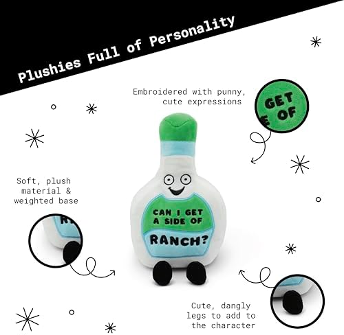 Punchkins “Can I Get a Side of Ranch?” Ranch Bottle Plush Toy – Funny Food Plushie Stuffed Animal, Soft 6″ Cute Novelty Gift for Kids & Adults|B0G72P2TLP