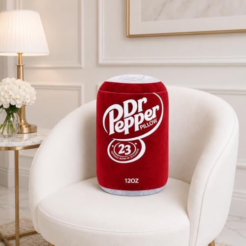 Dr Pepper Pillow Plush, Soda Can Shaped Throw Pillow, Funny Food Plush Cushion, Soft Decorative Pillow for Couch Bed Office, Funny Pillow for Any Occasion, Cute Aesthetic Room Decor for Kids & Adults|B0D8LDPTDL