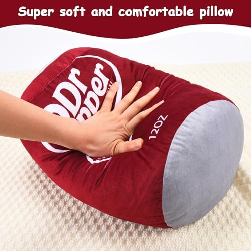 Dr Pepper Pillow Plush, Soda Can Shaped Throw Pillow, Funny Food Plush Cushion, Soft Decorative Pillow for Couch Bed Office, Funny Pillow for Any Occasion, Cute Aesthetic Room Decor for Kids & Adults|B0D8LDPTDL