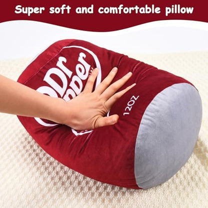 Dr Pepper Pillow Plush, Soda Can Shaped Throw Pillow, Funny Food Plush Cushion, Soft Decorative Pillow for Couch Bed Office, Funny Pillow for Any Occasion, Cute Aesthetic Room Decor for Kids & Adults|B0D8LDPTDL